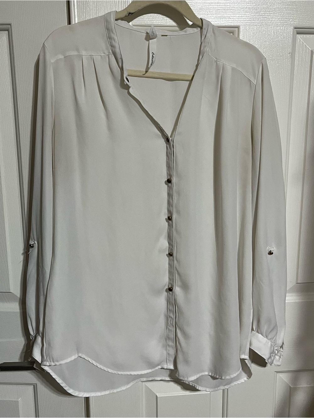 NY Collection Ivory Sheer Button-Down Blouse
18-03 ABC